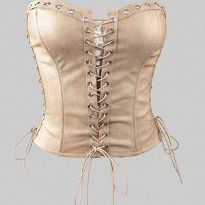 Lace-Up Tan Corset Top